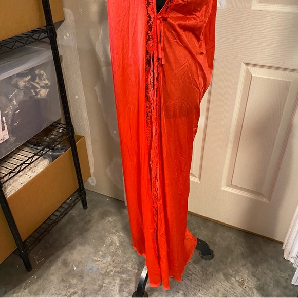 Vintage Maxi Nighty lace Gown Red Light scoop neck open sides S-M size pajamas - Picture 8 of 11